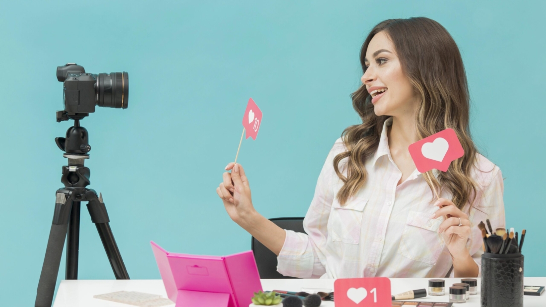 beautiful-woman-happy-record-video